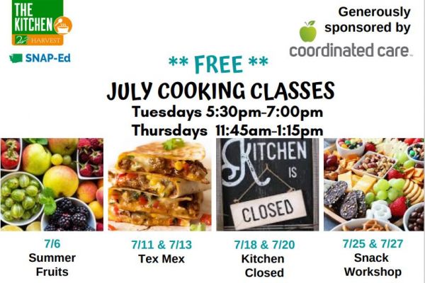 July Community Cooking Class Schedule (Printable)