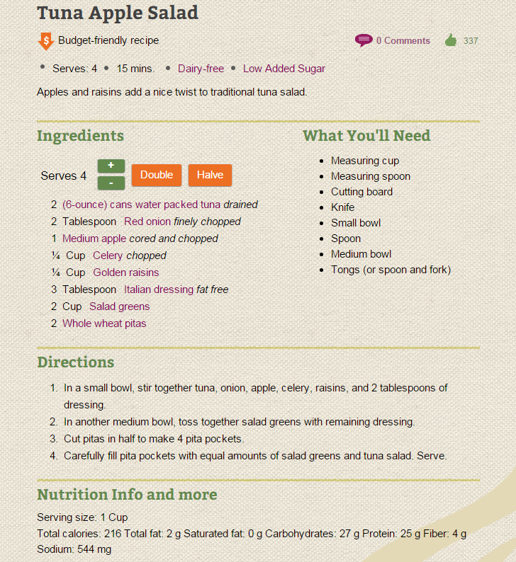 Adjustable ingredients, recipe, materials and nutrition analysis all at glance!